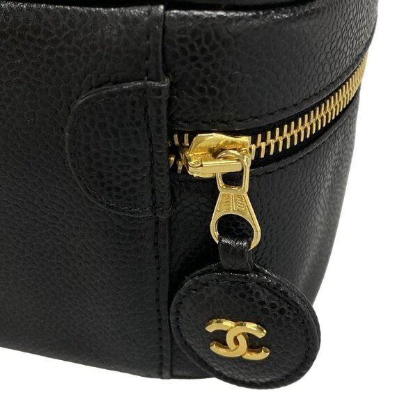Auth CHANEL - A01997 Black Calfskin Vanity Bag Gold hardware - Picture 11 of 16